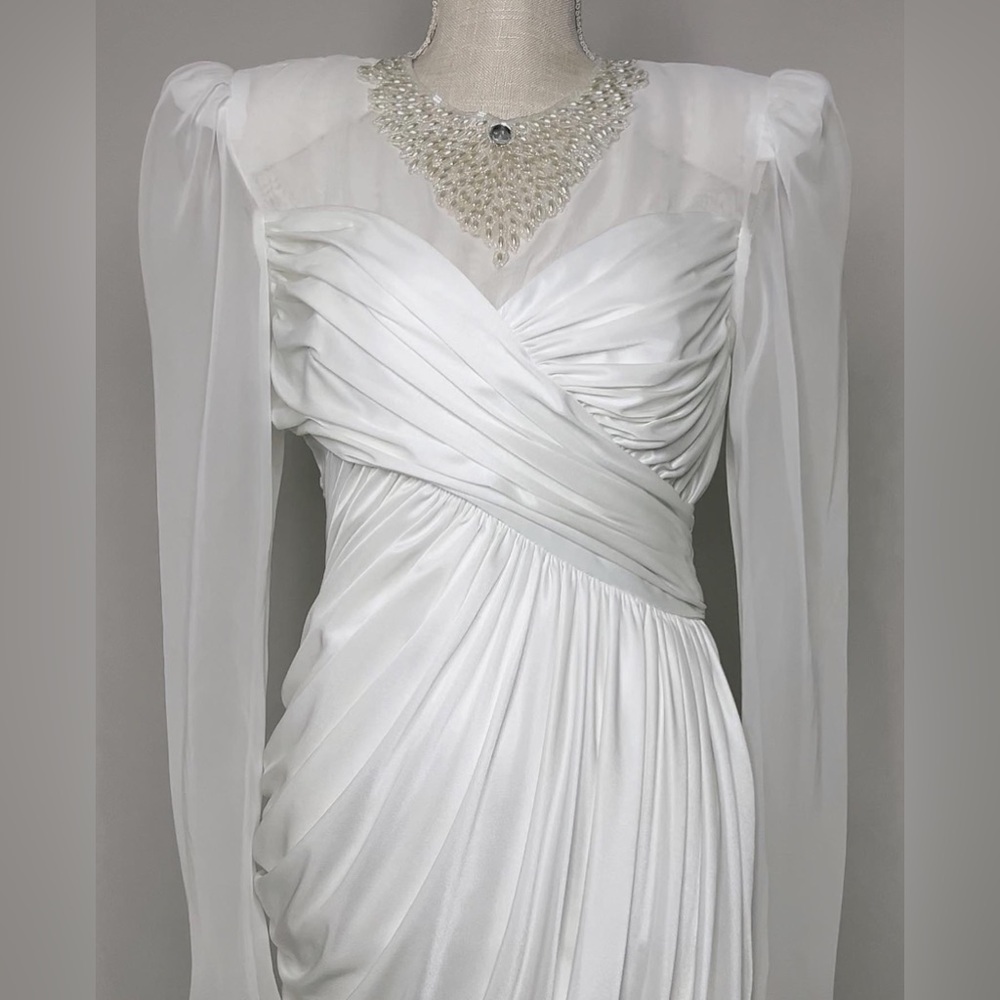RARE Custom 70s Pearl Satin Dress